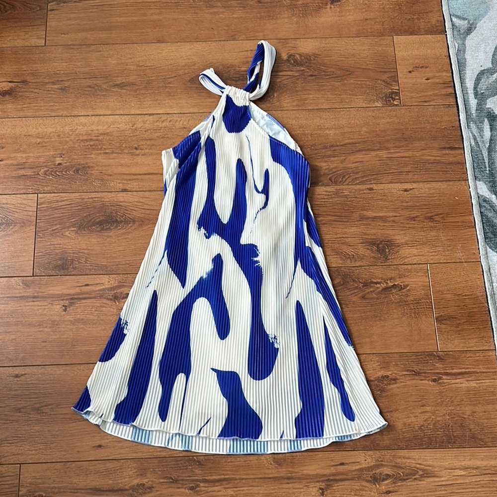 Blue and cream dress